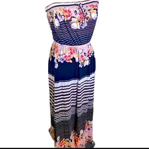 ITEM—AMERICAN RAG—BLACK—STRIPED FLORAL—MAXI—DRESS